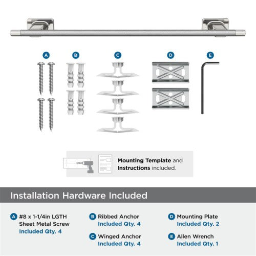 Esquire Zinc & Stainless Steel Polished Nickel / Stainless Steel Towel Bar 5