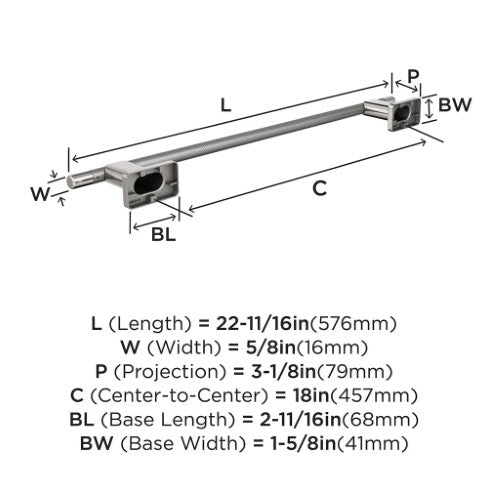 Esquire Zinc & Stainless Steel Polished Nickel / Stainless Steel Towel Bar 3