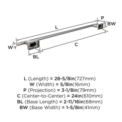 Esquire Zinc & Stainless Steel Polished Nickel / Stainless Steel Towel Bar 4