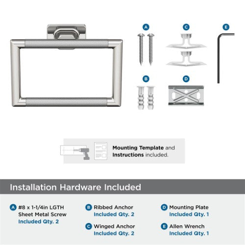 Esquire Zinc & Stainless Steel Polished Nickel / Stainless Steel Towel Ring 3