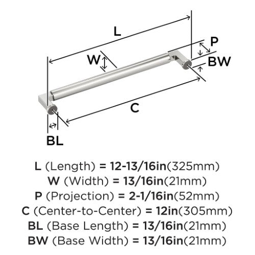 Balon Zinc Polished Nickel Appliance Pull 3