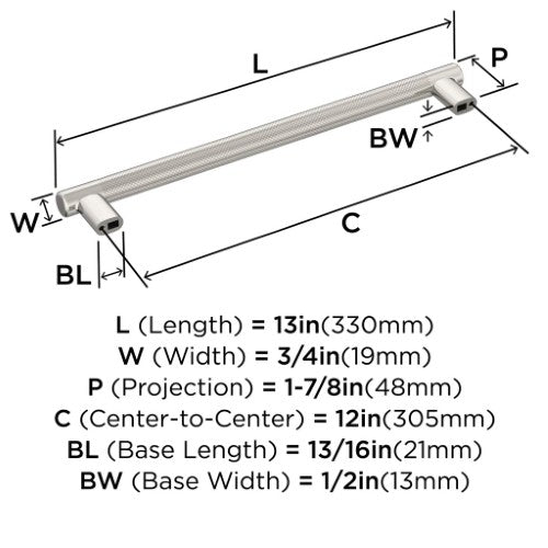 Bronx Zinc & Stainless Steel Polished Nickel Appliance Pull 4
