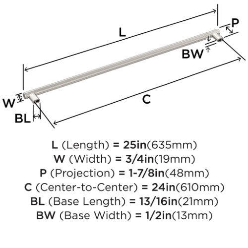 Bronx Zinc & Stainless Steel Polished Nickel Appliance Pull 6