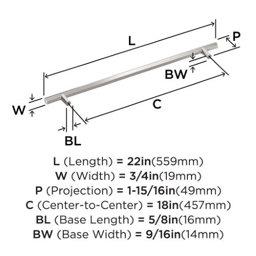 Caliber Zinc Polished Nickel Appliance Pull 4