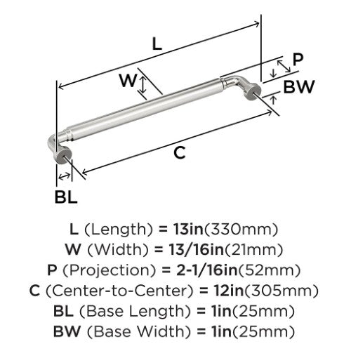 Coble Zinc Polished Nickel Appliance Pull 3