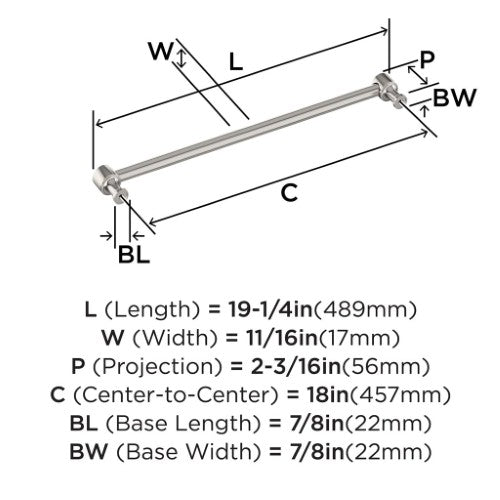 Dupont Circle Zinc Polished Nickel Appliance Pull 5