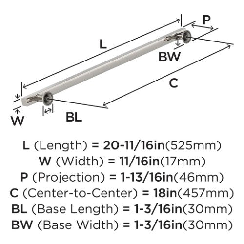 Everett Zinc Polished Nickel Appliance Pull 4