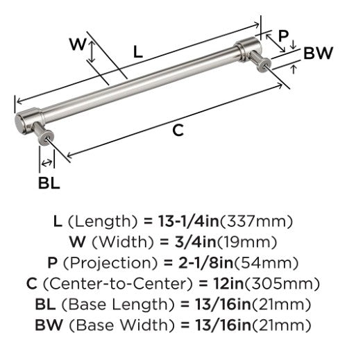 Faircrest Zinc & Steel Polished Nickel Appliance Pull 3