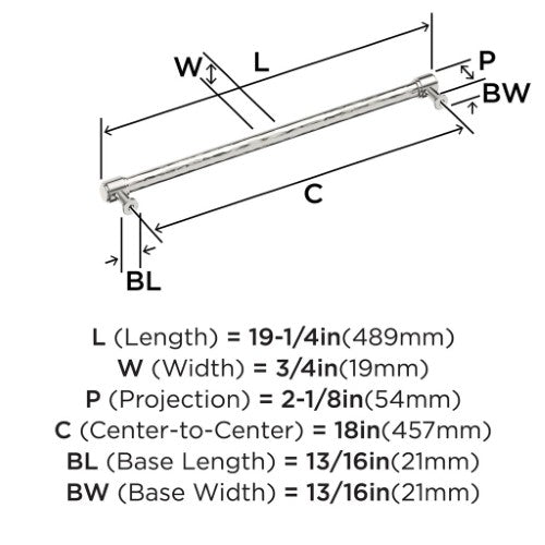 Fairfax Zinc Polished Nickel Appliance Pull 5