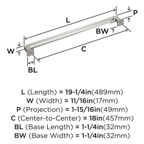 Lintel Zinc Polished Nickel Appliance Pull 4