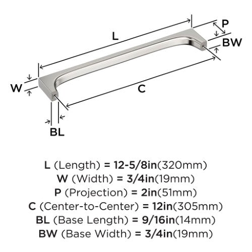Merced Zinc Polished Nickel Appliance Pull 3