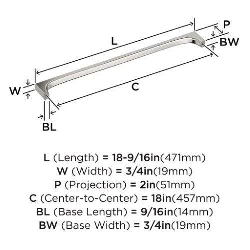 Merced Zinc Polished Nickel Appliance Pull 4