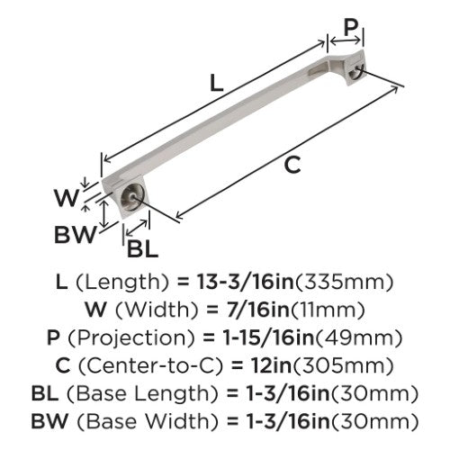 Mulholland Zinc Polished Nickel Appliance Pull 3