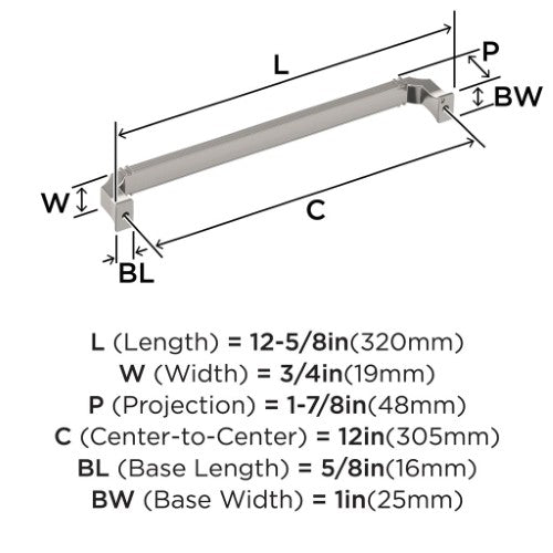 Townsend Zinc Polished Nickel Appliance Pull 3
