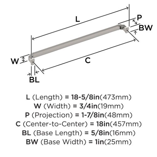 Townsend Zinc Polished Nickel Appliance Pull 4