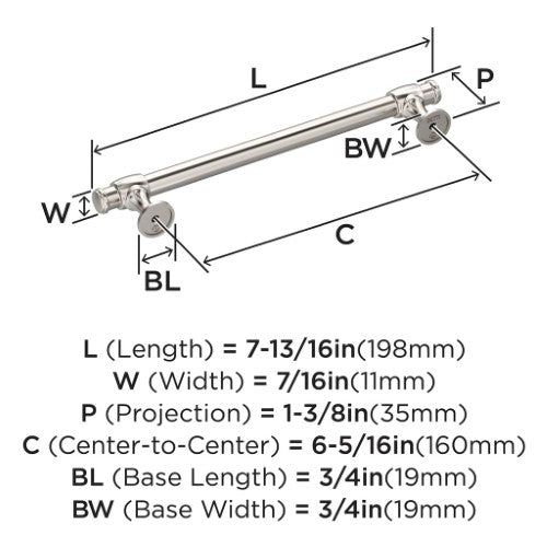 Winsome Zinc Polished Nickel Cabinet Pull 12