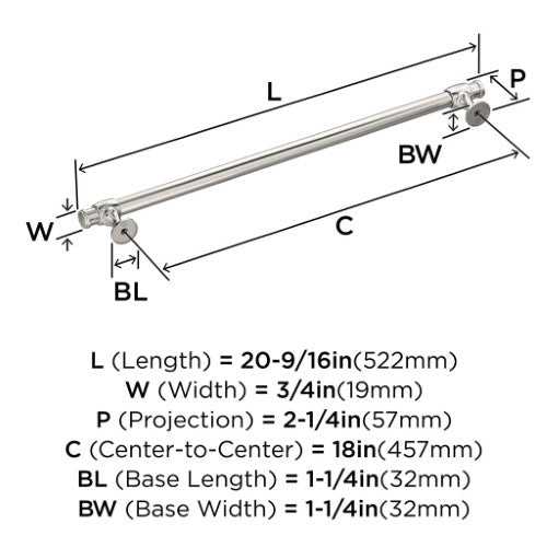 Winsome Zinc Polished Nickel Appliance Pull 5