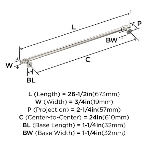 Winsome Zinc Polished Nickel Appliance Pull 6