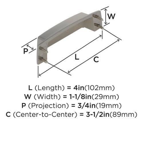 Highland Ridge Zinc Polished Nickel Cabinet Pull 2