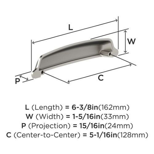 Stature Zinc Polished Nickel Cabinet Pull 2