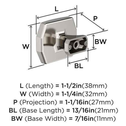 Bellamy Zinc Polished Nickel Cabinet Knob 2