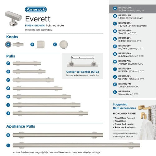 Everett Zinc Polished Nickel Cabinet Knob 19