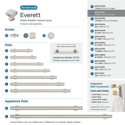 Everett Zinc Polished Nickel Cabinet Knob 17