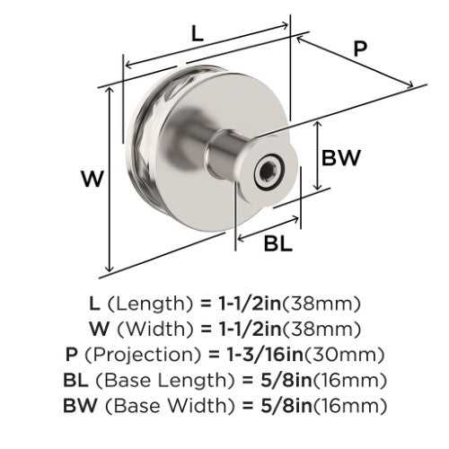 Fairfax Zinc Polished Nickel Cabinet Knob 3