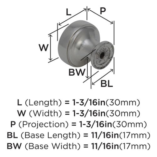 Highland Ridge Zinc Polished Nickel Cabinet Knob 3