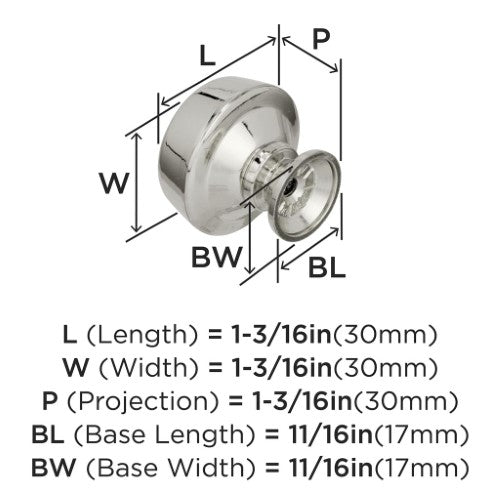 Kane Zinc Polished Nickel Cabinet Knob 3