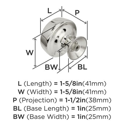 Kane Zinc Polished Nickel Cabinet Knob 4