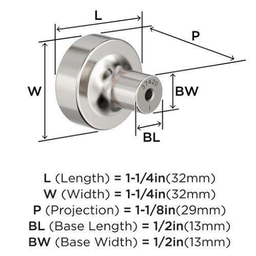 Merced Zinc Polished Nickel Cabinet Knob 3