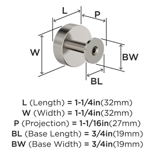 Radius Stainless Steel Polished Nickel Cabinet Knob 2