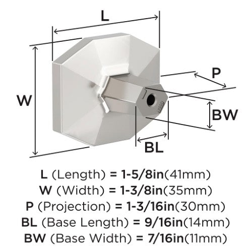St. Vincent Zinc Polished Nickel Cabinet Knob 2