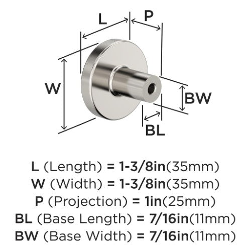 Versa Zinc Polished Nickel Cabinet Knob 2