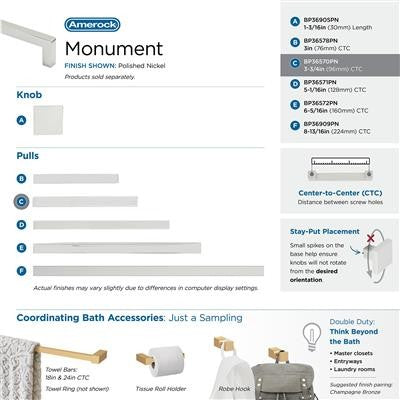Monument Aluminum Polished Nickel Cabinet Pull 25