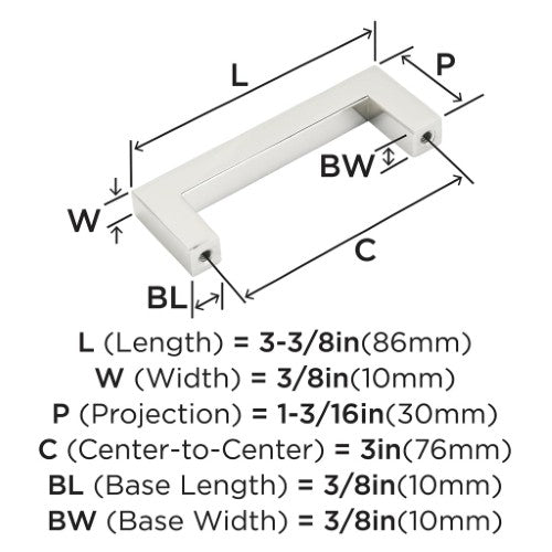 Monument Aluminum Polished Nickel Cabinet Pull 9
