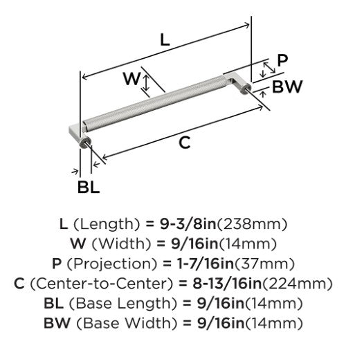 Balata Zinc Polished Nickel Cabinet Pull 16