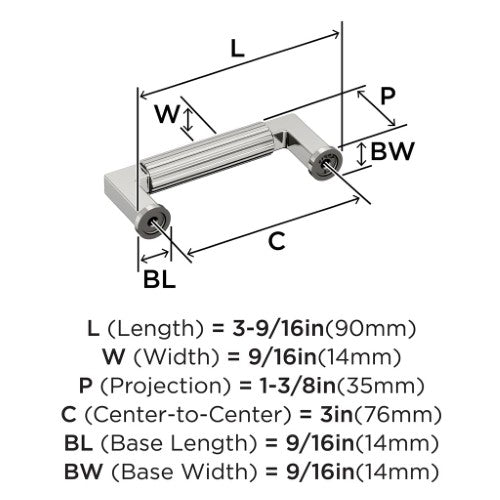 Ballard Zinc Polished Nickel Cabinet Pull 11
