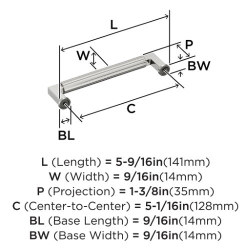 Ballard Zinc Polished Nickel Cabinet Pull 13