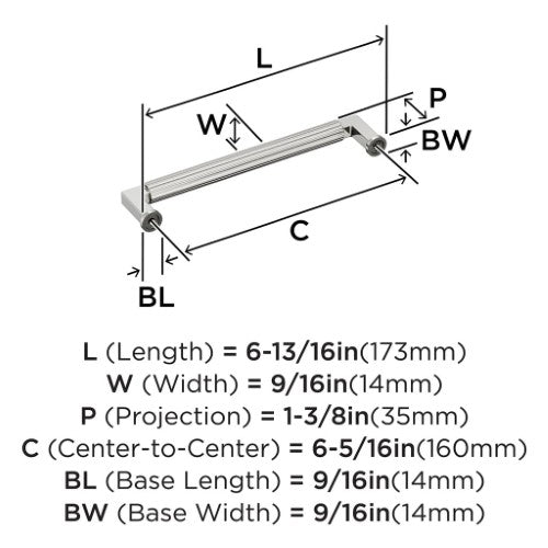 Ballard Zinc Polished Nickel Cabinet Pull 14