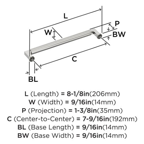 Ballard Zinc Polished Nickel Cabinet Pull 15