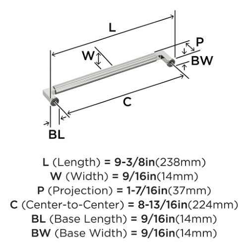 Ballard Zinc Polished Nickel Cabinet Pull 16