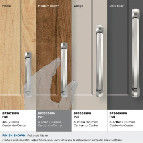 Bellamy Zinc Polished Nickel Cabinet Pull 33