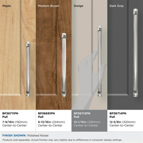 Bellamy Zinc Polished Nickel Cabinet Pull 35