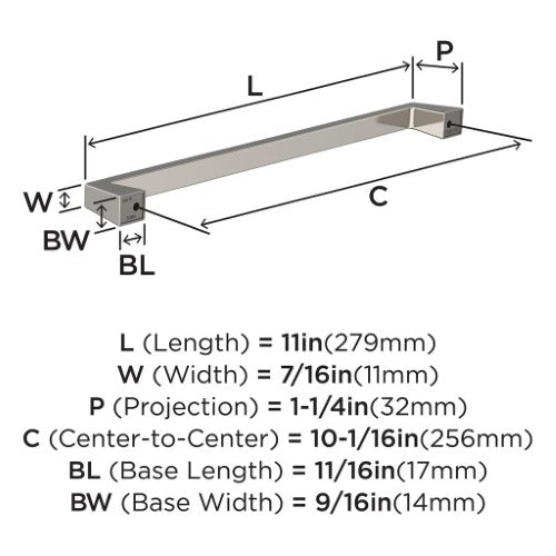 Blackrock Zinc Polished Nickel Cabinet Pull 12