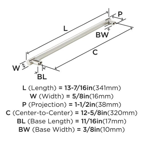 Bronx Zinc & Stainless Steel Polished Nickel Cabinet Pull 8