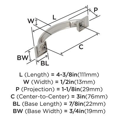 Candler Zinc Polished Nickel Cabinet Pull 11