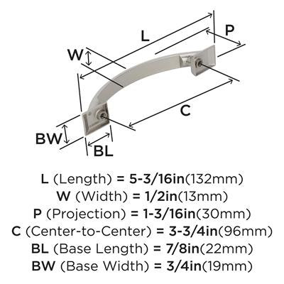 Candler Zinc Polished Nickel Cabinet Pull 12