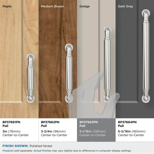 Coble Zinc Polished Nickel Cabinet Pull 34